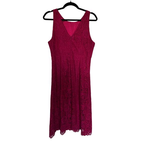 White House Black Market Lace Halter A-Line Dress in Raspberry, 8 - Picture 2 of 5